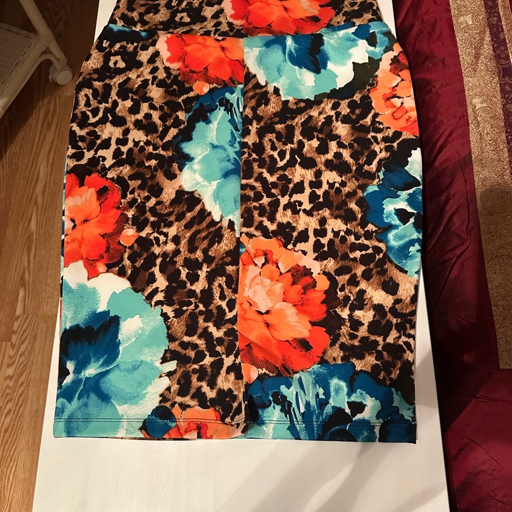 Floral Leopard Print Skirt